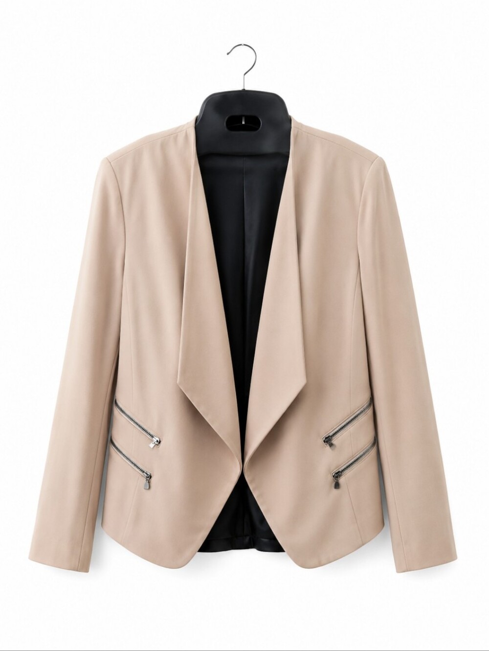 Y2K CACHE Open Front Draped Jacket Blazer Blush Pink Peach Sz 6 Sm/Md